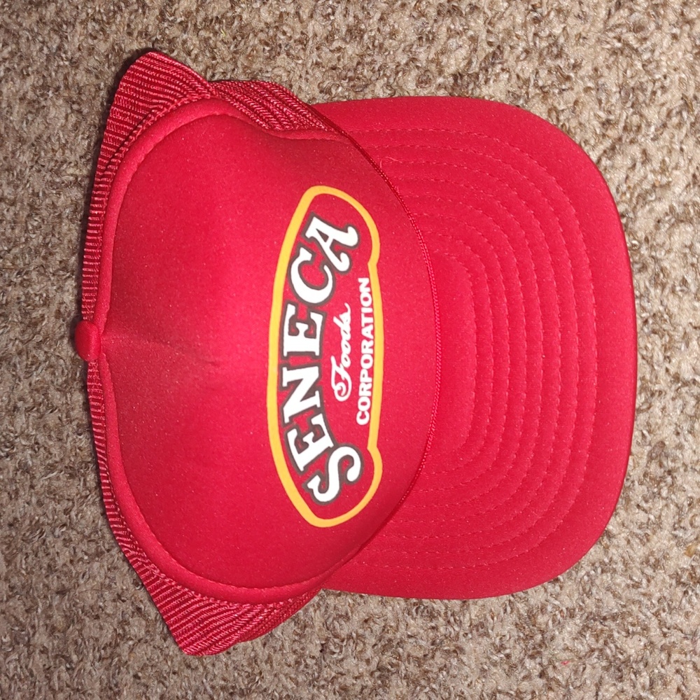 Vintage Seneca Foods Corporation Foam Lined Crown Trucker Mesh Snapback Cap Hat